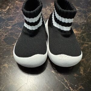 Kids Black and White Slip-On Sneakers